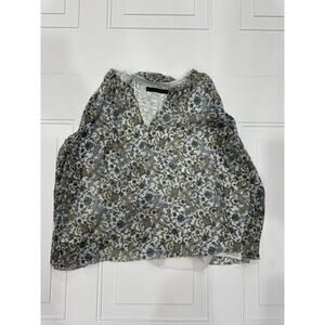 Zara Basic Floral Paisley Print Blouse Sleeveless Style Sheer Ladies Size M
